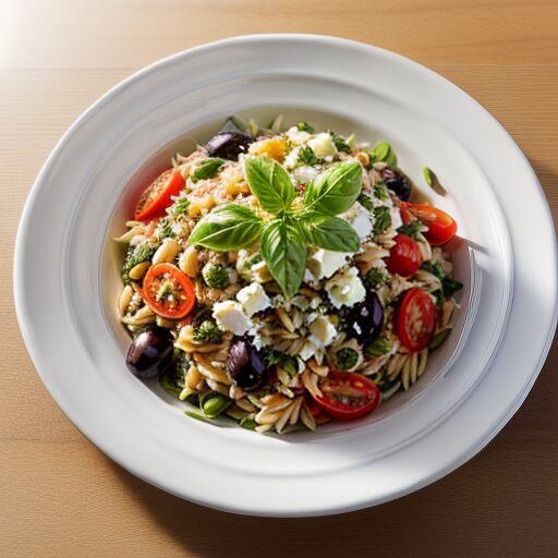 Kritharaki Salat mit veganer Grieche Chili